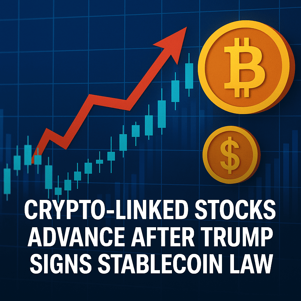 Crypto-Linked Stocks Surge After Trump Signs Historic Stablecoin Law